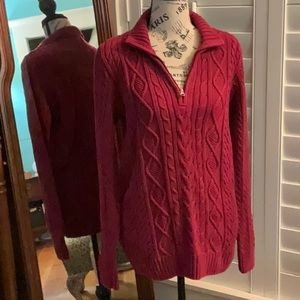 Croft & Barrel Burgundy Long Sleeved Knit Zip Neck Sweater